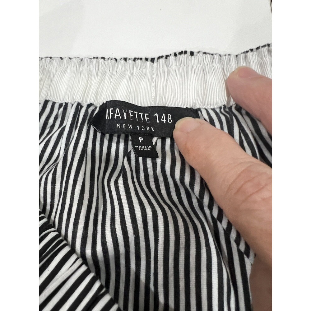 Lafayette 148  Black/White Striped Top w Elastic Off The Shoulder  P (0/2) - Picture 8 of 14